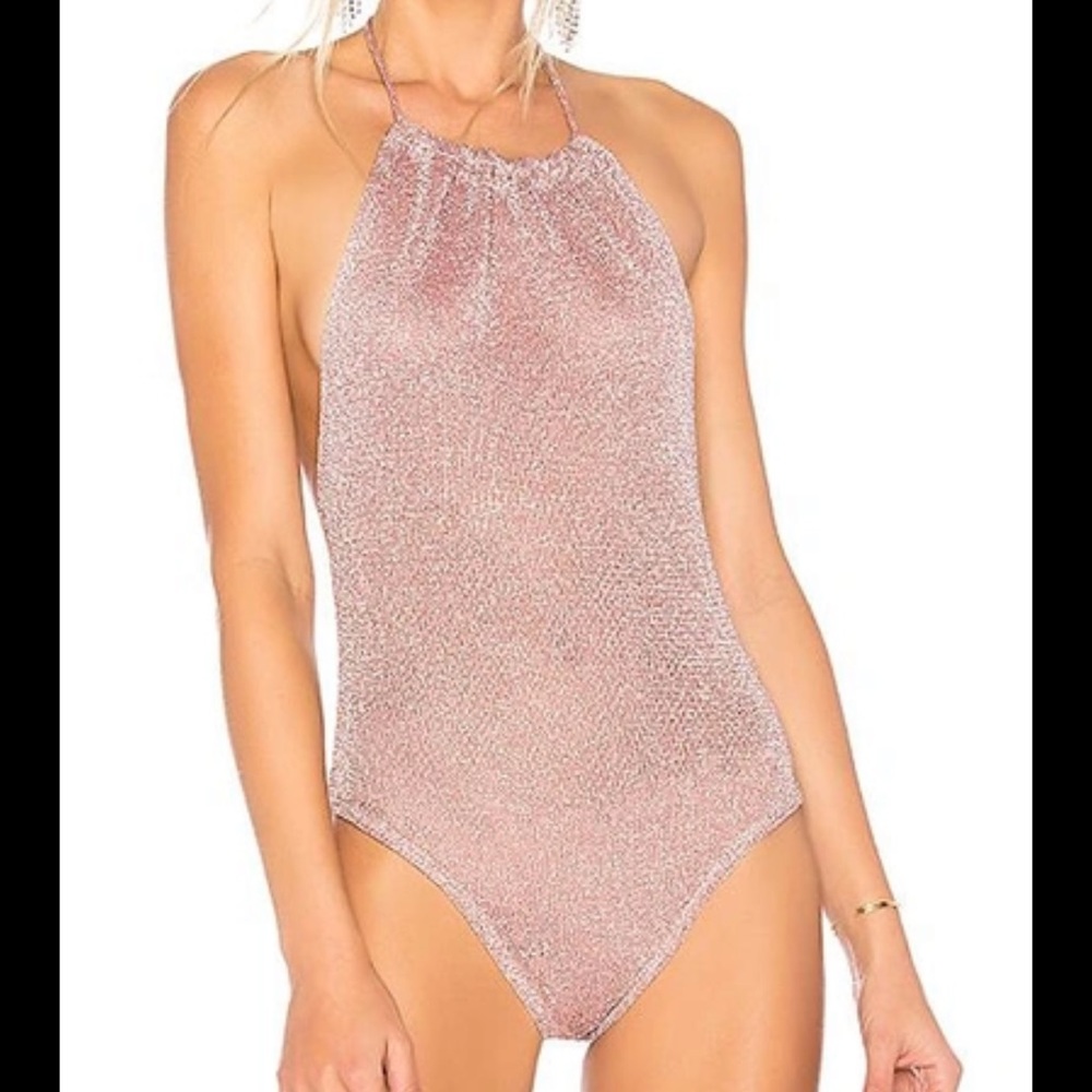 Superdown halter neck metallic bodysuit